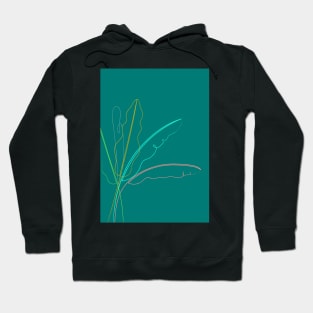 Banana Palm Leaves On Teal Hoodie